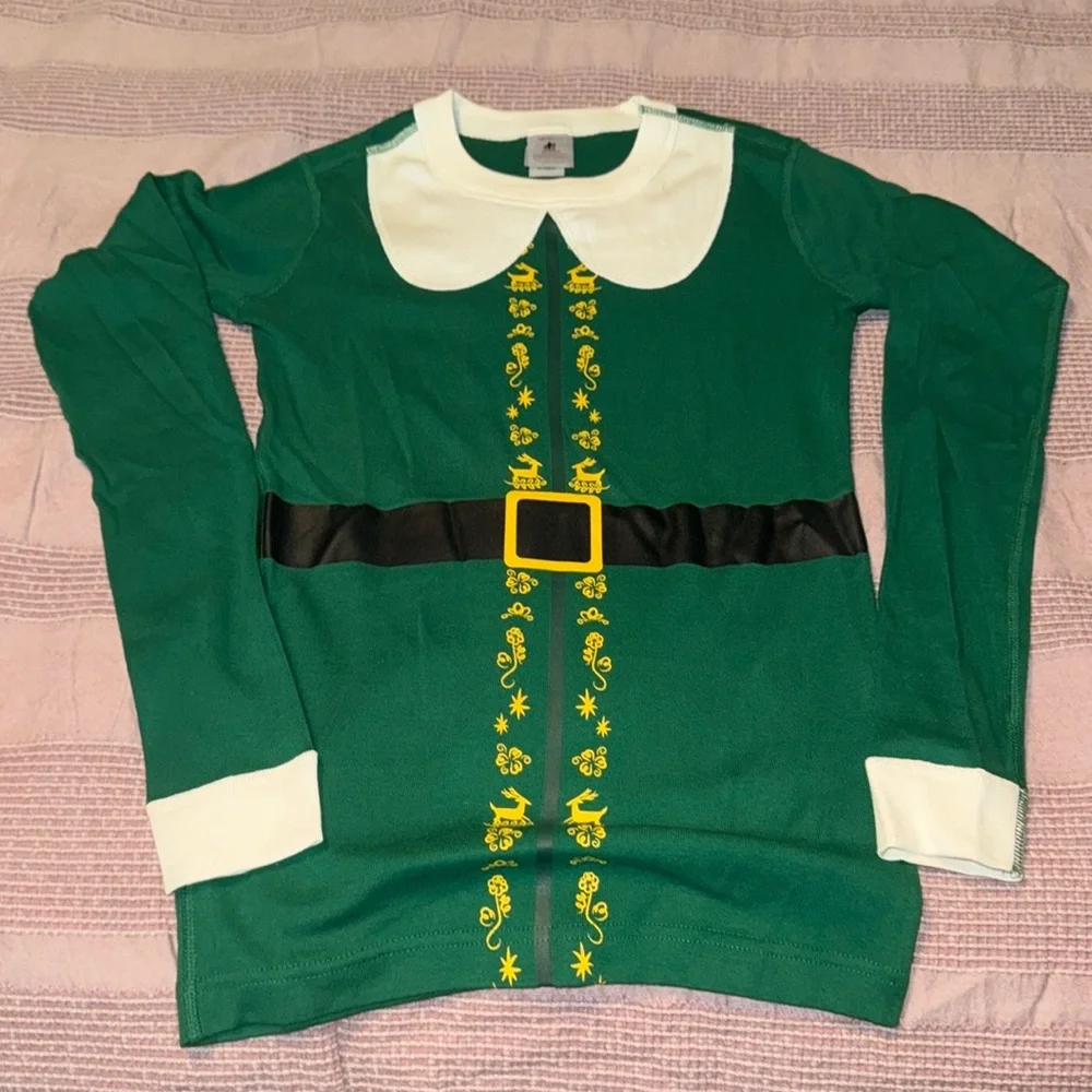 Kids Warner Bros™ Discovery Buddy the Elf Costume Long John Pajamas Set and hat - Picture 3 of 8